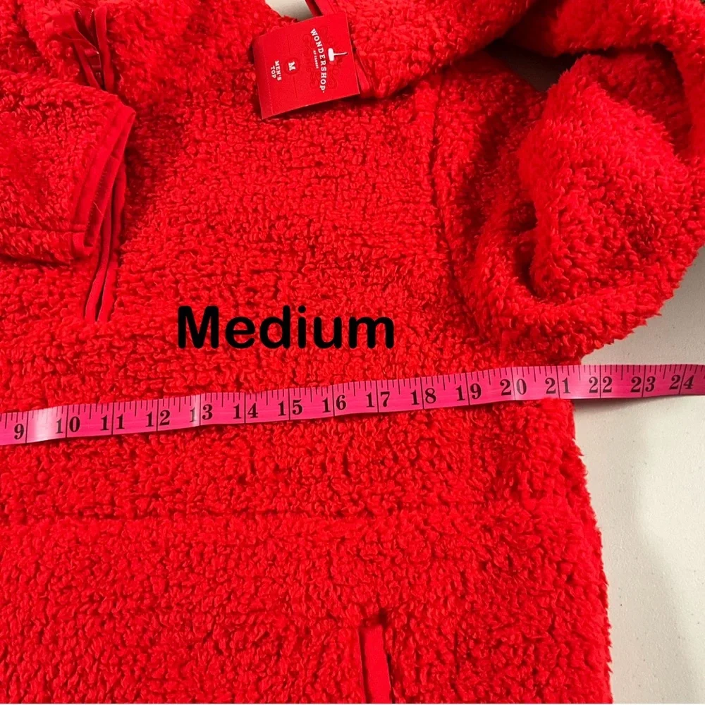 Wondershop Men’s Faux Shearling Half Zip Pullover Red Winter Wardrobe - Picture 10 of 11